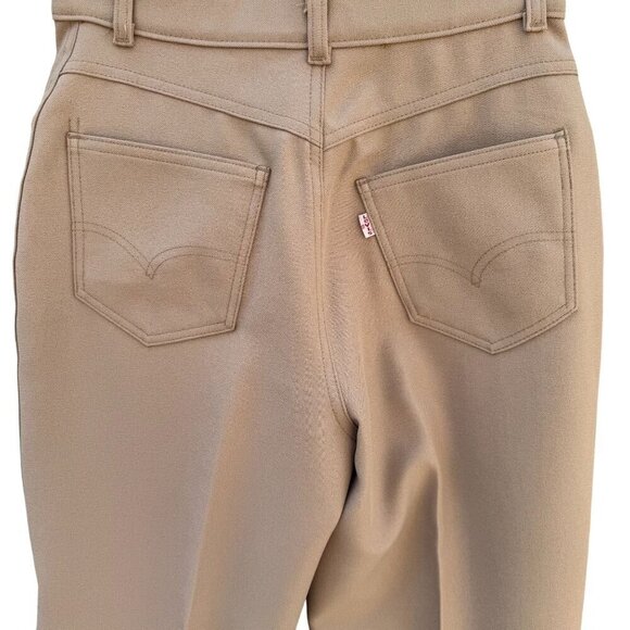 Levi Strauss Vintage 70s Womens Beige Flat Front Straight Leg Dress Pants 29 - Picture 5 of 9